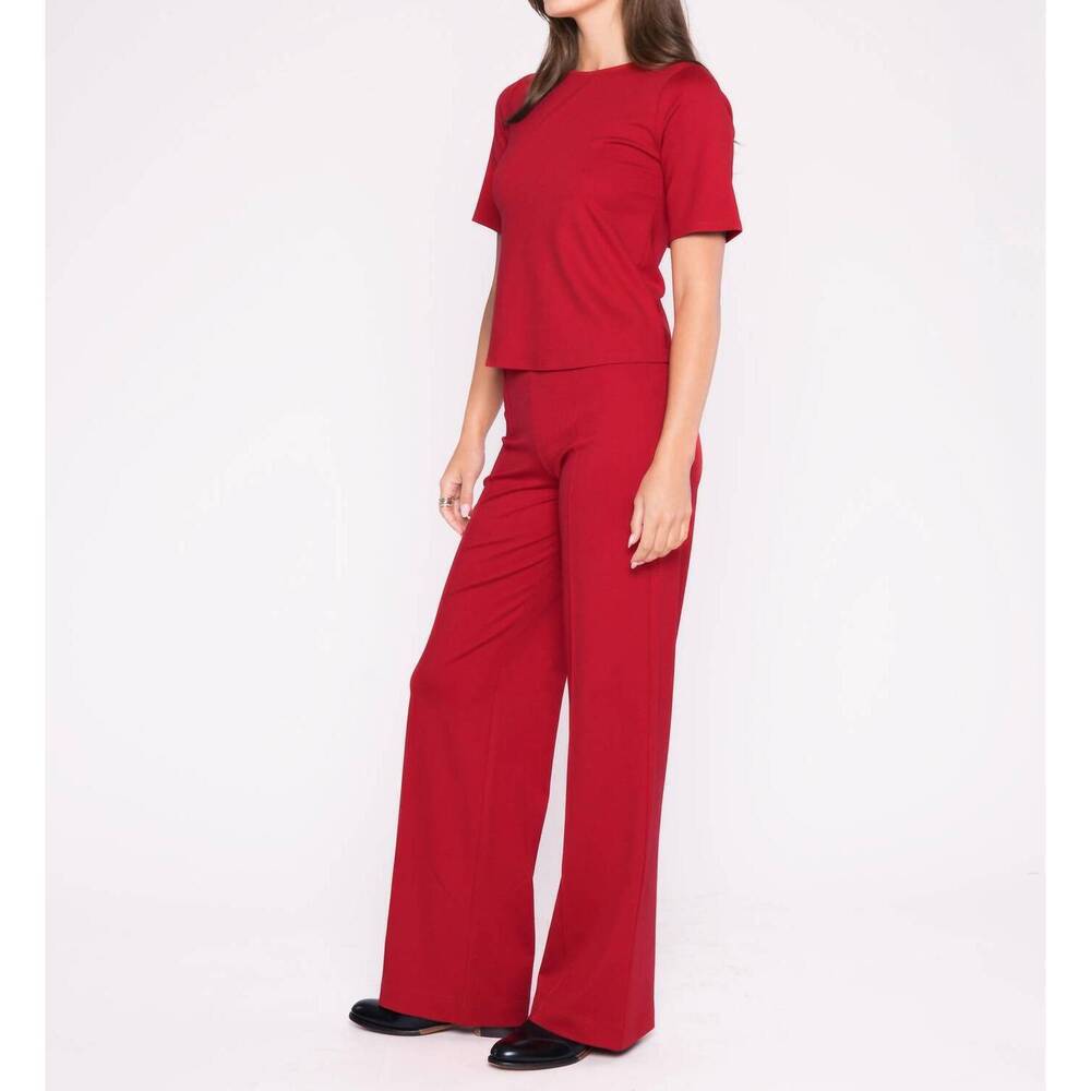 NEW RIPLEY RADER ponte knit wide leg pant in red - Picture 1 of 2